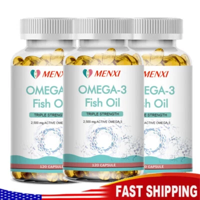 360 pastillas Omega 3 cápsulas de aceite de pescado 3x fuerza 3600 mg EPA y DHA máxima potencia Foto 1 de 4