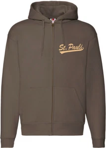 ST. PAULI Creme print  Premium Hooded Zip, braun - Picture 1 of 1