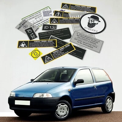 Etiquetas adhesivas de advertencia de restauración Fiat Punto Mk1 Foto 1 de 4