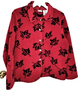 White Stag Damen XL Sherpa Jacke. Leicht sehr warm. Rot . Schwarze Blätter - Bild 1 von 5