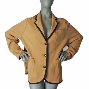 NWOT Lands End Size: 20W Cotton Jacket Khaki Tan Black Trim Pockets Lined Sleeve - Picture 1 of 10
