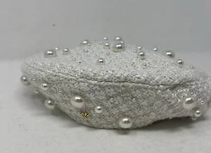 Lele Sadoughi Faux Pearl Embellished Beret One Size - Picture 1 of 6