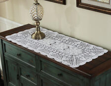 15"x27" White Vintage Hand Crochet Lace Doily Table Runner Mats Dresser Scarf