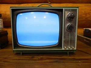 Vintage 1970 Green Admiral 12 inch Portable Television w/Manuals WORKS - Picture 1 of 17