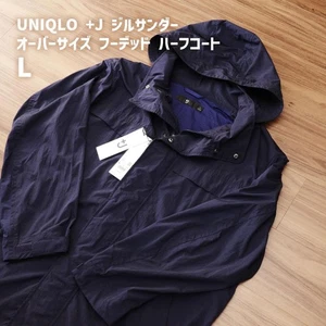 Jil Sander x Uniqlo Oversized Hooded Half Coat L Black Used JAPAN - Picture 1 of 11