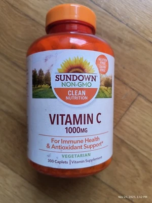 Sundown Vitamina C 1000mg 300 Cápsulas EXP 12/25 Selado Garrafa Grande De 300 - Imagem 1 de 4