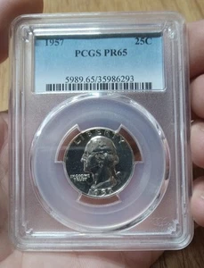 1957 25C SILVER PROOF Washington Quarter, PCGS PR65 (84582) - Picture 1 of 2