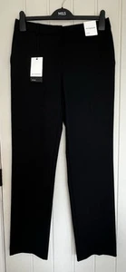 Marks and Spencer Autograph Silk Wool Blend Straight High Rise Trousers 10 Black - Picture 1 of 8
