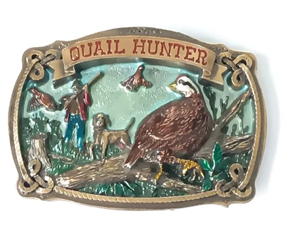 ¡Hebilla de cinturón de cazador de codornices! #1824 ¡VINTAGE! RARO! GREAT AMERICAN BUCKLE CO! 1987! Foto 1 de 4