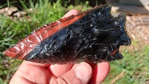 A Large Knapped Arrowhead/ Spear Head Tri Flow Obsidian Flintknapping - Picture 1 of 8