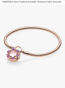 Genuine Pandora Rose Gold Heraldic Radiance Padlock Bracelet Mothers Day - Picture 1 of 5