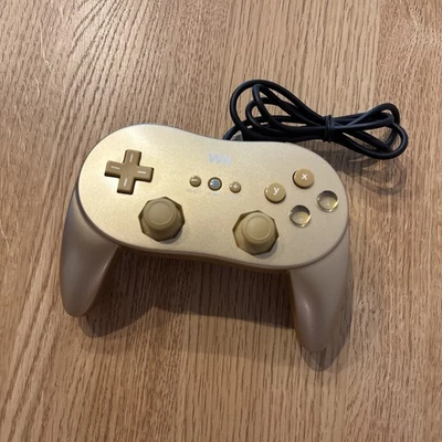 Golden Official Nintendo Wii Pro Classic Controller Gold RVL-005 WORKS Tested JP - Image 1 of 4