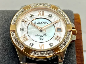 Bulova Women's Watch 98R234 Marine Star Series L Quartz 23 Diamonds 32mm DEFECT - Picture 1 of 15