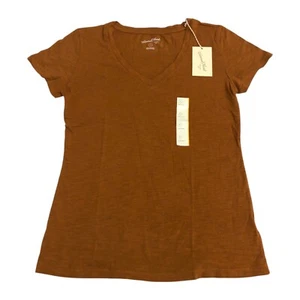 Universal Thread Women's Size S V-Neck 100% Cotton T-Shirt Butternut Wood Brown - Picture 1 of 11