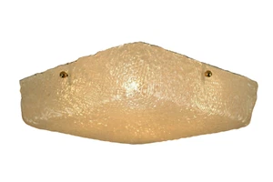 Vintage Ceiling Fixture Light Square Murano Glass Shade Flush Mount 1960's 60s - Picture 1 of 11