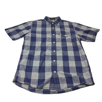 Cat Caterpillar Men’s L Large Slim Fit Purple Plaid Pocket Button Down Shirt - Image 1 of 4