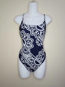Aerie One Piece Badeanzug Damen Größe Medium M blau weiß Blumenmuster voll gefüttert NEU - Bild 1 von 3
