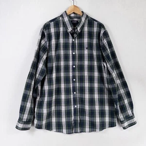 CHAPS Shirt Mens XL Blue Green Plaid Button Down Easy Care Cotton Blend Casual - Picture 1 of 8