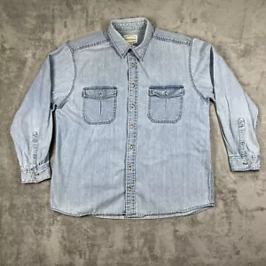 High Sierra Light Blue Denim Wash Long Sleeve Button Up Collared Shirt Men’s XL - Picture 1 of 13