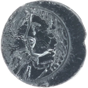 Antique Victorian Black Glass Crescent Moon Man Button Figural Picture Star 0.68 - Picture 1 of 3