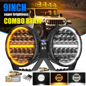 Pair Round 9inch LED Spot Driving Work Lights DRL Fog 4x4 Offroad SUV 4WD UTV - Picture 1 of 19
