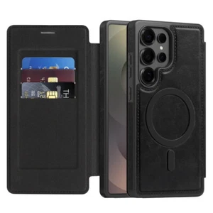 For Samsung Galaxy S25 Edge S24 Ultra S23 S22 Flip Leather Magnetic Case Cover - Picture 1 of 22