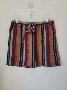 Garnet Hill Womens Essential Linen Skirt Small Striped Drawstring Pull On - Picture 1 of 9