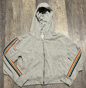 Gap Kids sweatshirt Zip Up Hoodie Sweatshirt Medium Size 8 Rainbow Sleeve - Picture 1 of 5