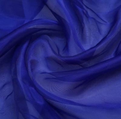 Medium Blue Tissue Organza Fabric Cloth Material for dresses , Craft,Art  1 YARD - Image 1 of 3