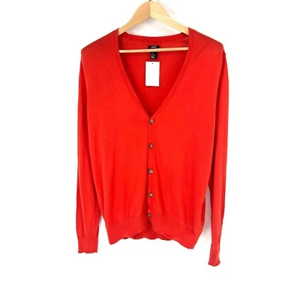 Suéter Cárdigan H&M Manga Larga Cuello en V Abotonado Para Hombres Talla M Naranja Nuevo con Etiquetas Foto 1 de 4