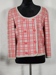 Vintage Giana Tricots Roma Cardigan Sweater Italy 100% Virgin Wool Grey Pink - Picture 1 of 16