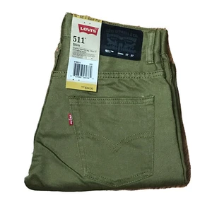 Levis Jeans Kids 14 Regular 27X27 Olive Green Denim 511 Slim Fit NWT - Picture 1 of 10