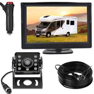 5" Backup Monitor 4Pin IR Rear View Reverse Camera Kit for Truck Caravan 12V-24V - Picture 1 of 24