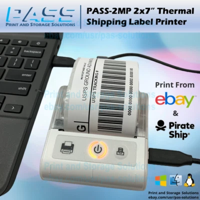 PASS-2MP 2x7” Thermal Shipping Label Printer – eBay and Pirate Ship Compatible - Image 1 of 2