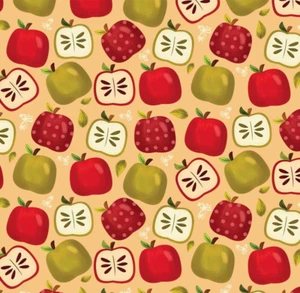 Harvest Minis Natural Apples 100% Cotton Fabric 5462 by the half yard - Picture 1 of 5