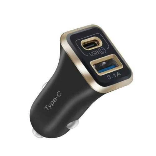 TypeC Quick Charge 3.1Dual USB Port Smart Fast Car Charger TYPE-C TO TYPE-C PORT - Image 1 of 4