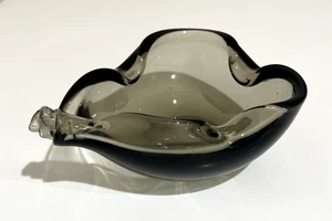 Vintage Smoked Murano Mid-Century Modern Hand Blown Glass Bowl/Dish Ashtray RARE - Picture 1 of 8