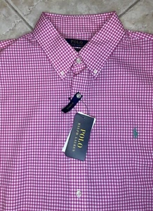 Polo Ralph Lauren Men 4XLT Pink Gingham Poplin Oxford Shirt w/ Pony NWT $138 - Picture 1 of 9