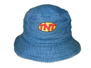 Vtg 90s TNT TURNER TV BROADCASTING Blue Jean DENIM BUCKET HAT Television Sun Cap - Picture 1 of 7