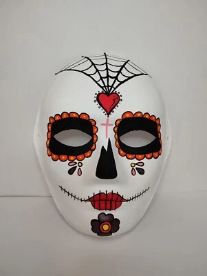 Máscara Calavera Pintada a Mano - Vibrante Calavera de Azúcar Decoración de Pared Foto 1 de 4