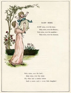 BABY MINE - Madre e hija 1885 época victoriana niños poesía arte mural - Imagen 1 de 3