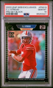 2023 LEAF PRO SET METALLO NERO PRIZM HOLO C. J. CJ STROUD #/49 ROOKIE PSA 10 GEMME - Foto 1 di 4