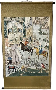Rare Huge Vtg Maitland Smith Ltd Asian Art Scroll Wall Hanging Art Hand Painted - Picture 1 of 9