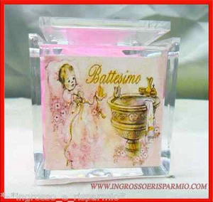 BOMBONIERE BATTESIMO BIMBA SCATOLA PORTA CONFETTI ROSA ECONOMICA STOCK FAI DA TE - Picture 1 of 1
