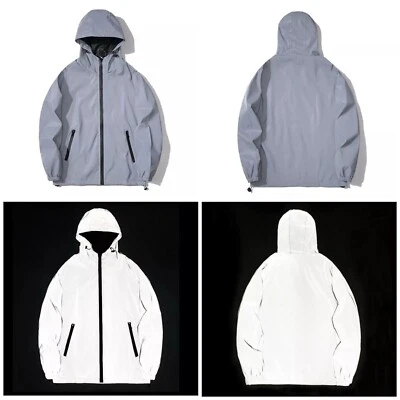 Men's Reflective Windbreaker Jacket Lightweight Classic Coat Waterproof Outdoor - Image 1 of 4