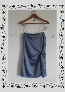 Baby Blue Bridesmaid /  Prom /  Evening Mini Dress  |  Size 8 Small | Silky Vibe - Picture 1 of 8
