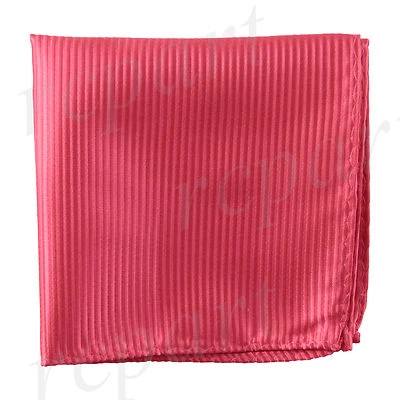 New polyester woven thin striped pocket square hankie handkerchief coral formal - Image 1 of 2