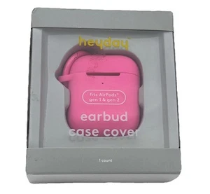 heyday Apple AirPods (1/2 Generation) Recycled Silicone Case w/ Clip -Neon Pink - Zdjęcie 1 z 5