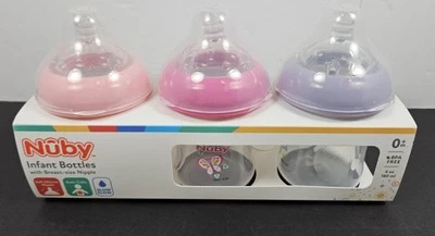 Nuby Baby 3-Pack Infant Baby Bottles - pink/multi, one size - Image 1 of 4