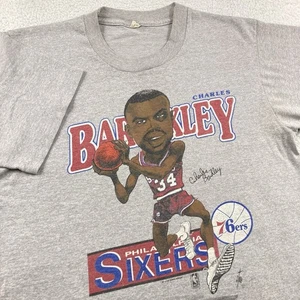 T-shirt vintage Charles Barkley uomo grigio medio Philadelphia 76ers caricatura - Foto 1 di 8